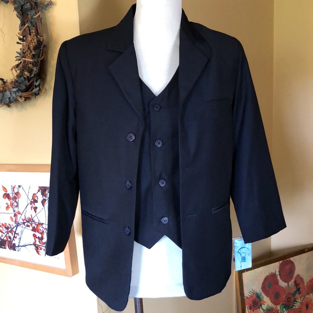 CORRINE size 10 Classic Navy Blazer & Vest Young Boy Wedding Event Church NEW
